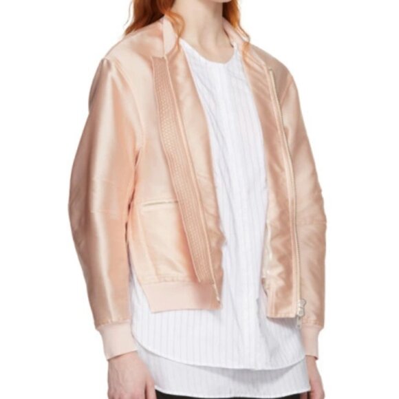 3.1 Phillip Lim Pink Silk Blend Oversized Bomber Jacket - Picture 2 of 8
